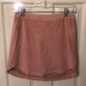 Blush suede mini skirt